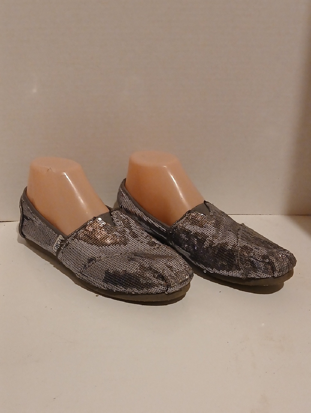 Toms Silver Sequin Slip-On Flats